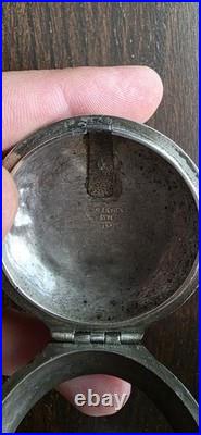 Antique Georgian Era Verge Fusee Pocket Watch Sterling Case Bold Roman Numerals