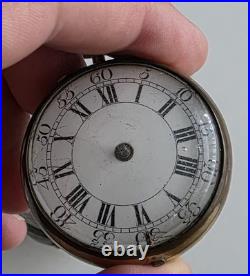 Antique Georgian Era Verge Fusee Pocket Watch Sterling Case Bold Roman Numerals