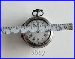 Antique Georgian Era Verge Fusee Pocket Watch Sterling Case Bold Roman Numerals