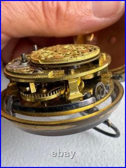 Antique Georgian Era Verge Fusee Pocket Watch Sterling Case Bold Roman Numerals