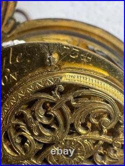 Antique Georgian Era Verge Fusee Pocket Watch Sterling Case Bold Roman Numerals