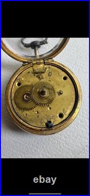 Antique Georgian Era Verge Fusee Pocket Watch Sterling Case Bold Roman Numerals