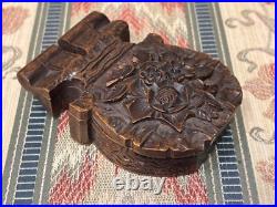 Antique German Hand Carved Black Forest Wood Pocket Watch Case Display Holder