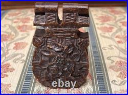 Antique German Hand Carved Black Forest Wood Pocket Watch Case Display Holder