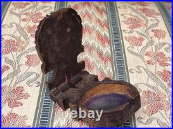 Antique German Hand Carved Black Forest Wood Pocket Watch Case Display Holder