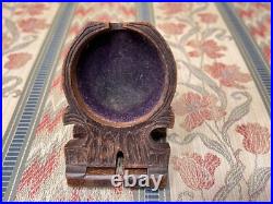 Antique German Hand Carved Black Forest Wood Pocket Watch Case Display Holder