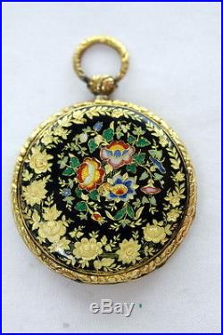 Antique Gold Enamel Intricate Case Pocket watch Swiss and French
