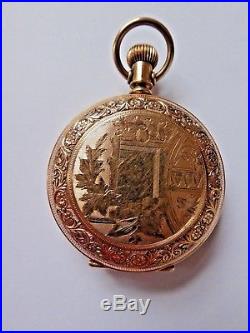Antique Gold Fill Full Hunter Elgin Fob Pocket Watch Ornate Case 1900