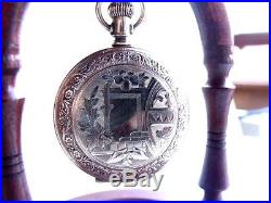 Antique Gold Fill Full Hunter Elgin Fob Pocket Watch Ornate Case 1900