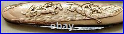 Antique Gold Filled Horse Jumping Racing Scene Pocket Knife Watch Fob Pendant