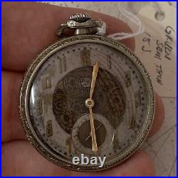 Antique Gruen Semi Thin 18J Pocket Watch with Silver Wadsworth Case Running