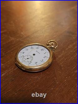 Antique Hamilton 12s 17j Pocket Watch 20 Year GF Montauk Case For Repair Runs