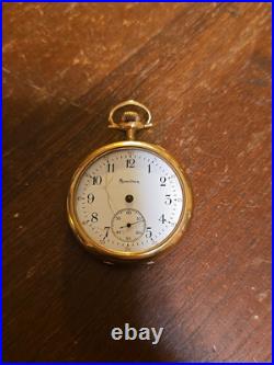 Antique Hamilton 12s 17j Pocket Watch 20 Year GF Montauk Case For Repair Runs