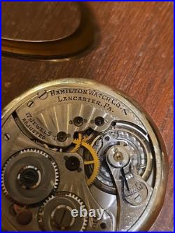 Antique Hamilton 12s 17j Pocket Watch 20 Year GF Montauk Case For Repair Runs