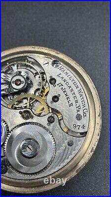 Antique Hamilton 17 Jewel Pocket Watch #974, Not Running, Gold Case