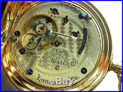 Antique Hamilton 925 18s 17 jewel gold filled Hunter case pocket watch. 1899
