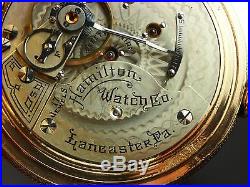 Antique Hamilton 925 18s 17 jewel gold filled Hunter case pocket watch. 1900