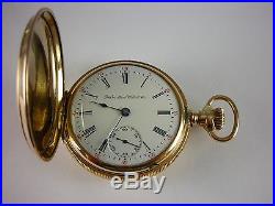 Antique Hamilton 925 18s pocket watch 1904. Special Hunter case with dog design