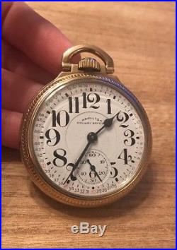 Antique Hamilton 992B 21 Jewel Railway Special Pocket Watch Gold-Filled Case