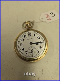 Antique Hamilton 992 21j 16s RR DRoller Pocket Watch 14KGF 25yr Case For Repair