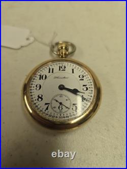 Antique Hamilton 992 21j 16s RR DRoller Pocket Watch 14KGF 25yr Case For Repair