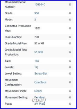 Antique Hamilton Grade 956 Pocket Watch 16s 17 Jewels 1921 Bass Case