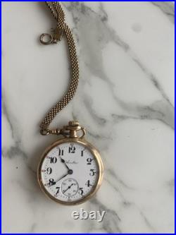 Antique Hamilton Pocket Watch Gold Filled Case Sub Seconds with Chain
