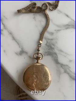 Antique Hamilton Pocket Watch Gold Filled Case Sub Seconds with Chain