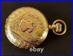 Antique Hampden/Dueber Pocket Watch Multi Color 14K Gold Hunter Case