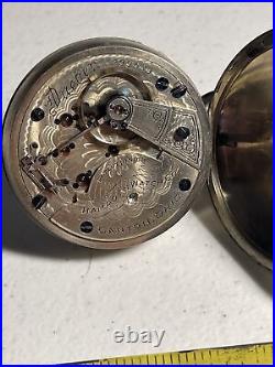 Antique Hampden Pocket Watch Runs Nickel Silver Case