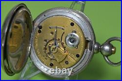 Antique Hampden Watch Co. Pocket Watch Key Wind Coin Silver Case