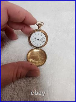 Antique Hampton Dueber Pocket Watch Brass Floral 5891374 Parts Repair