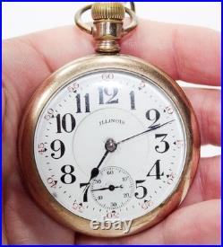Antique ILLINOIS Wadsworth PILOT 25 Years Case 21 Ruby Jewels Pocket Watch WORKS