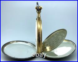 Antique Illinois Hunters Elgin Sterling Silver Pocket Watch Case with Gold Trim