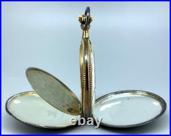 Antique Illinois Hunters Elgin Sterling Silver Pocket Watch Case with Gold Trim