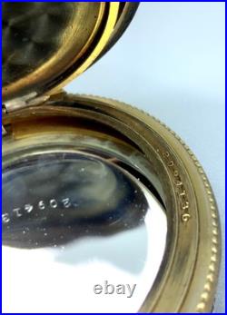 Antique Illinois Hunters Elgin Sterling Silver Pocket Watch Case with Gold Trim