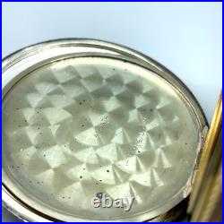 Antique Illinois Hunters Elgin Sterling Silver Pocket Watch Case with Gold Trim