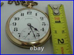 Antique Illinois Pocket Watch 19 Jewels Monarch Gold Filled Case RUNS ZA4-1
