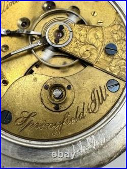 Antique Illinois Sz 18 Grade 2 Pocket Watch Newport Coin Sliver Case 1882