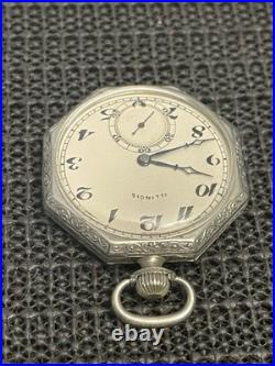 Antique Illinois Time King Pocket Watch 19j 12s Art Deco Octagon Case Runs