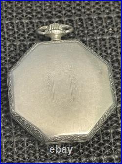 Antique Illinois Time King Pocket Watch 19j 12s Art Deco Octagon Case Runs
