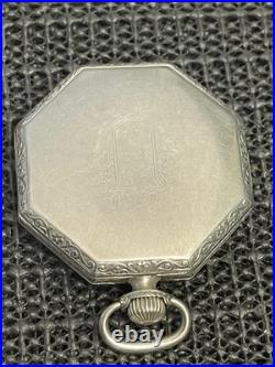 Antique Illinois Time King Pocket Watch 19j 12s Art Deco Octagon Case Runs