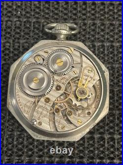 Antique Illinois Time King Pocket Watch 19j 12s Art Deco Octagon Case Runs