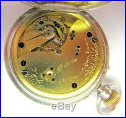 Antique JW BENSON Pocket Watch London Sterling Silver Demi Half Hunter Case GRO