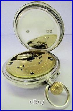 Antique JW BENSON Pocket Watch London Sterling Silver Demi Half Hunter Case GRO