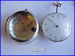 Antique J Richards of London Sterling Silver pair case fusee pocket watch c. 1788