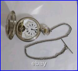 Antique J Ullmann & Co. Pocket Watch 18S-Silver. 875 Hunter Case Needs Crystal