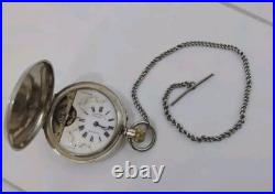 Antique J Ullmann & Co. Pocket Watch 18S-Silver. 875 Hunter Case Needs Crystal