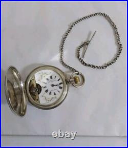 Antique J Ullmann & Co. Pocket Watch 18S-Silver. 875 Hunter Case Needs Crystal
