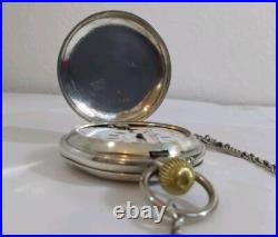 Antique J Ullmann & Co. Pocket Watch 18S-Silver. 875 Hunter Case Needs Crystal